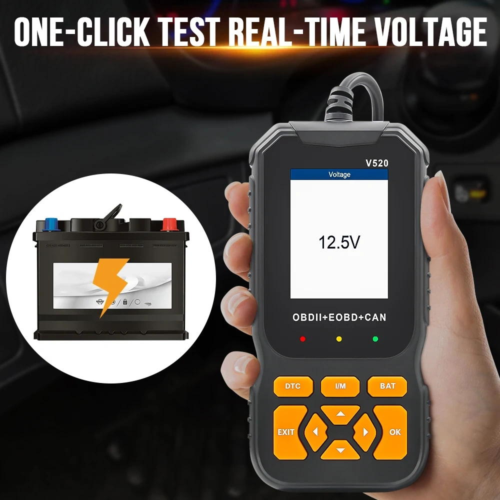 Universal V520 OBD2 Scanner Diagnostic Auto Check Engine Fault Error Code Reader Data Stream OBD 2 Battery Tester For Read Car