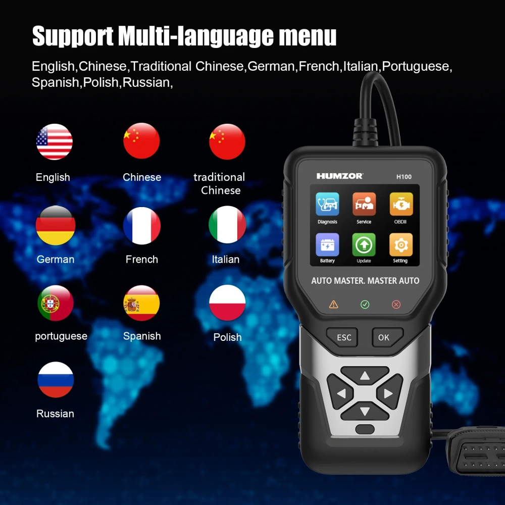Humzor H100 OBD2-Scanner-BMW for Full System Car Diagnostic Tools, Check Engine Car Code Readers, with Battery Registration Tool