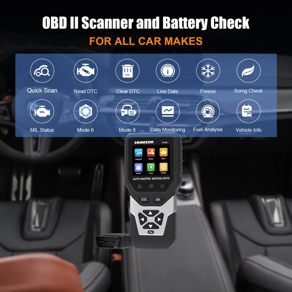 Humzor H100 OBD2-Scanner-BMW for Full System Car Diagnostic Tools, Check Engine Car Code Readers, with Battery Registration Tool