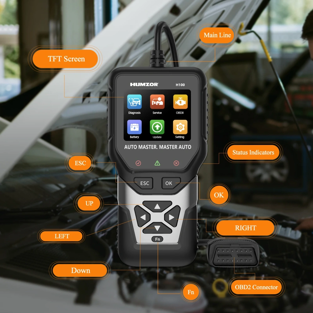 Humzor H100 OBD2-Scanner-BMW for Full System Car Diagnostic Tools, Check Engine Car Code Readers, with Battery Registration Tool
