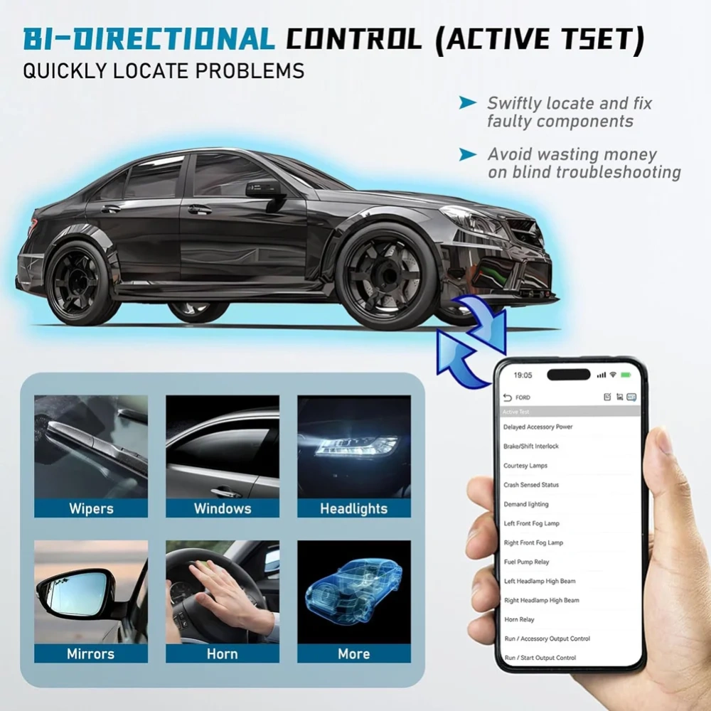 HUMZOR Z100 Full System Car Code Reader Diagnostic Can Tool   BlueTooth V5.2 OBD2 Scanner With 9+ Reset Functions/Bidirectional