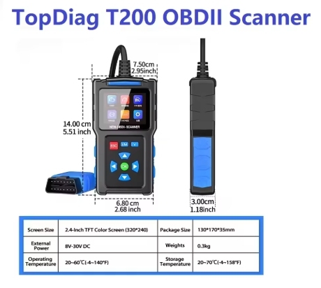JDiag T200 Car OBD2 Scanner Fault Code Reader Digital Display Automobile Diagnostic Tool Car Engine Analyzer I/M Ready Tester