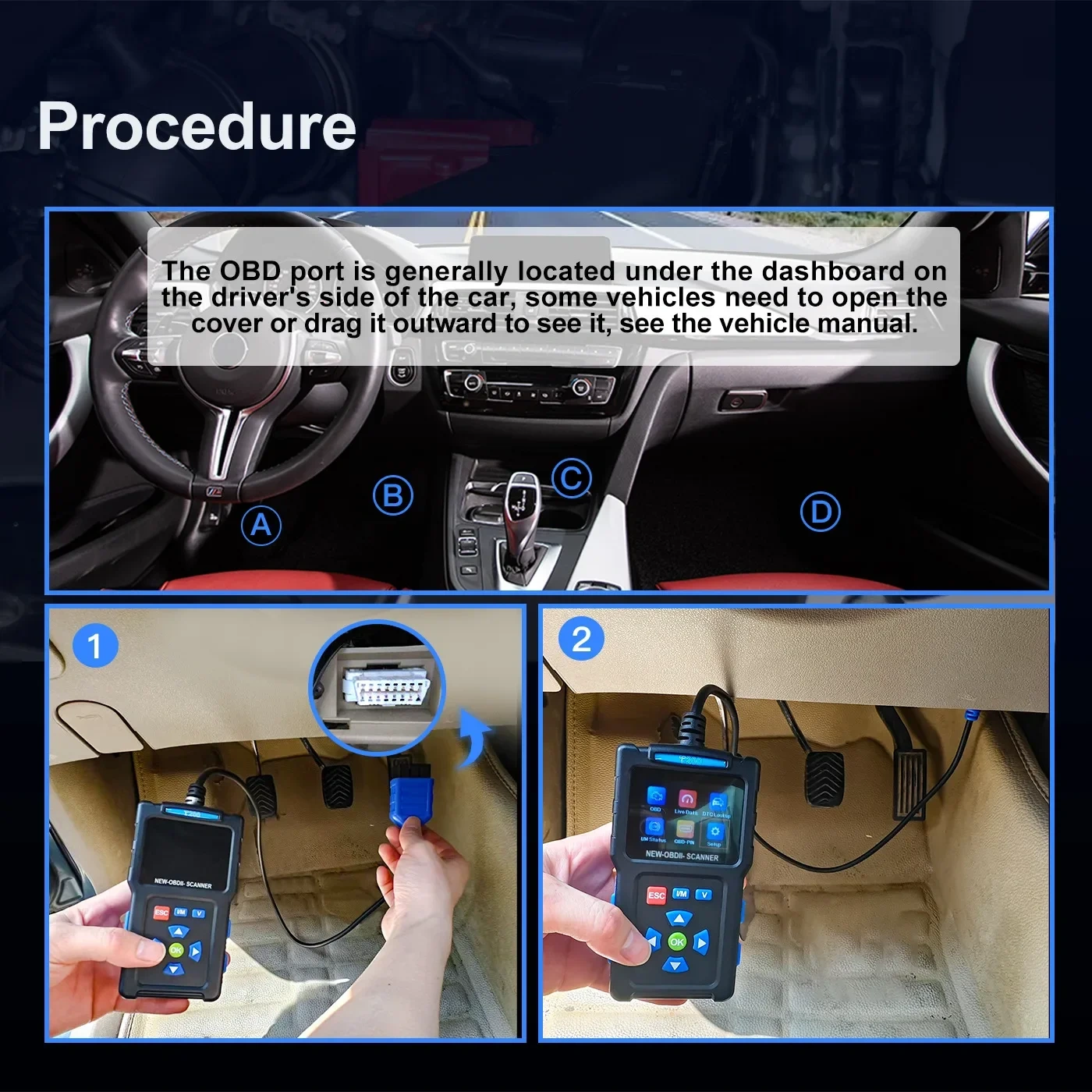 JDiag T200 Car OBD2 Scanner Fault Code Reader Digital Display Automobile Diagnostic Tool Car Engine Analyzer I/M Ready Tester
