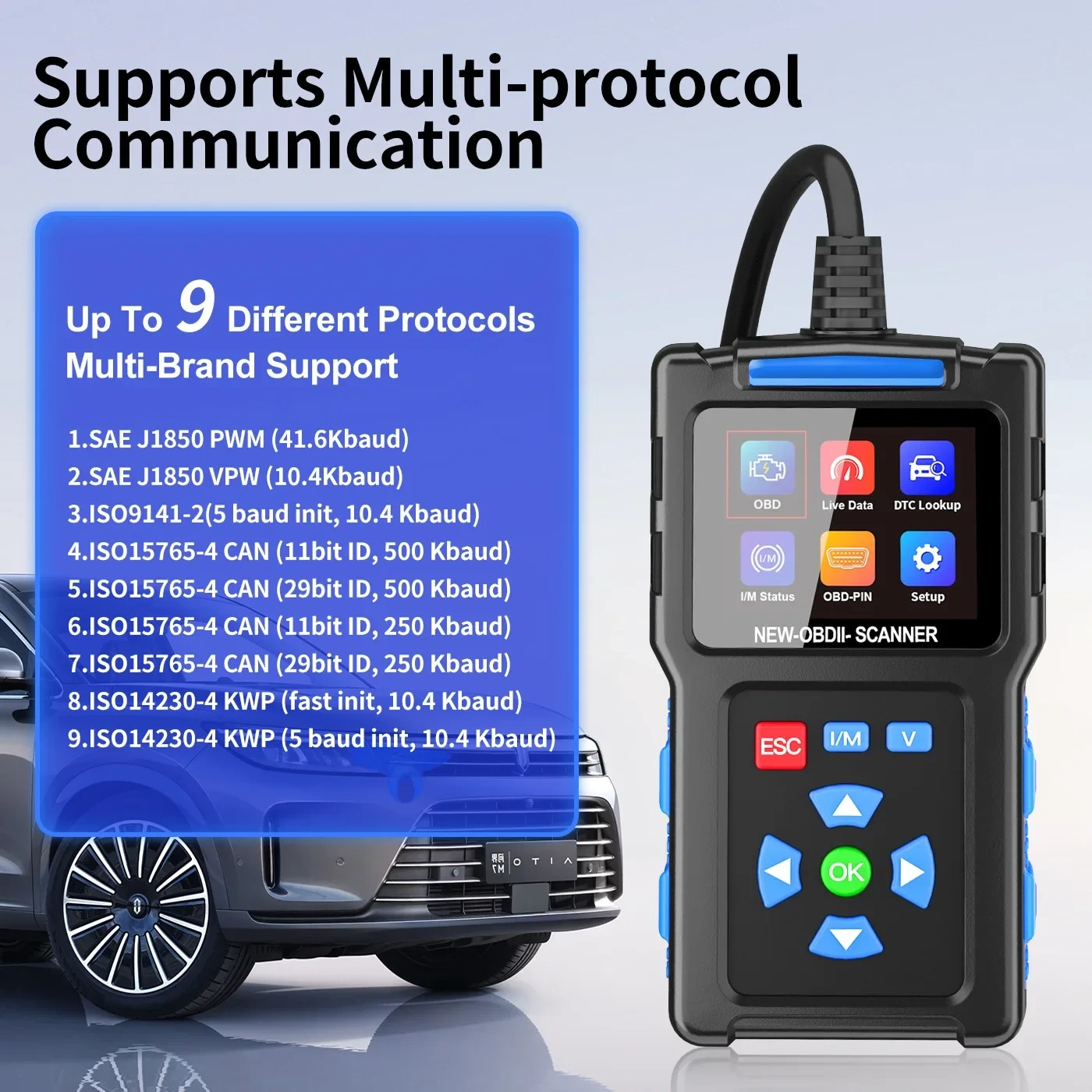 JDiag T200 Car OBD2 Scanner Fault Code Reader Digital Display Automobile Diagnostic Tool Car Engine Analyzer I/M Ready Tester