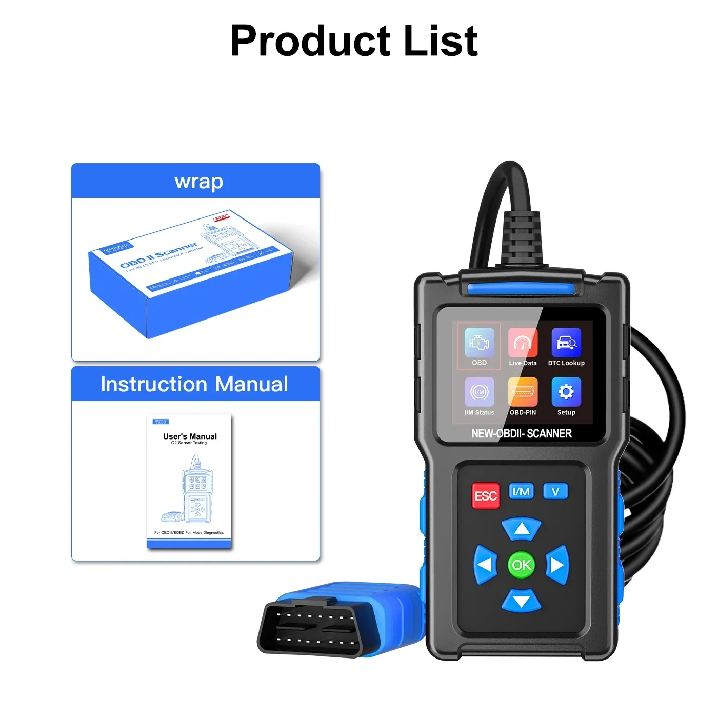 JDiag T200 Car OBD2 Scanner Fault Code Reader Digital Display Automobile Diagnostic Tool Car Engine Analyzer I/M Ready Tester