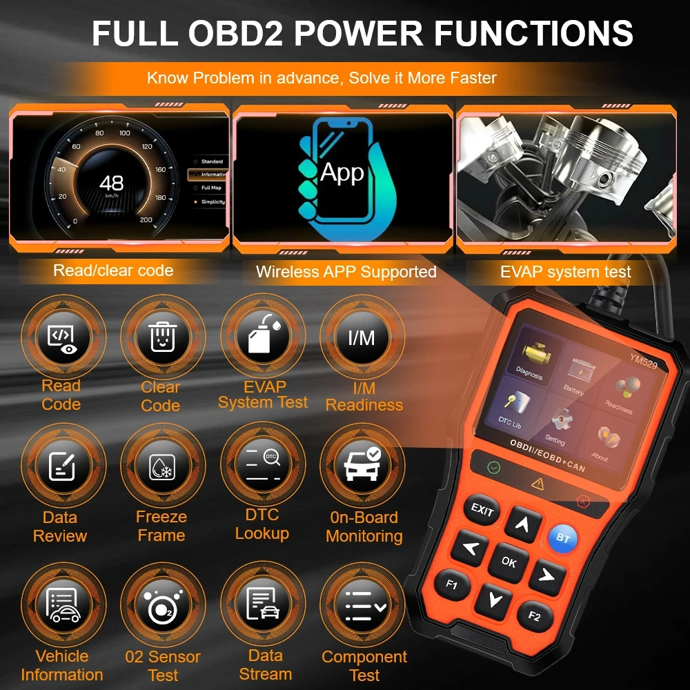 OBD2 Engine Code Reader For APP Scanner Automotive Diagnostic Scanner Battery Life Check and Evaluation Car Diagnostic Tool
