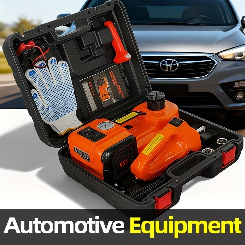 5-Ton Electric Car Jack — Electric Jack Kit with Impact Wrench and Tire Inflator Pump; Features Built-in Air Pump and LED Light; Suitable for Tire Changes and Garage Repairs on SUVs, MPVs, Sedans, and Trucks.