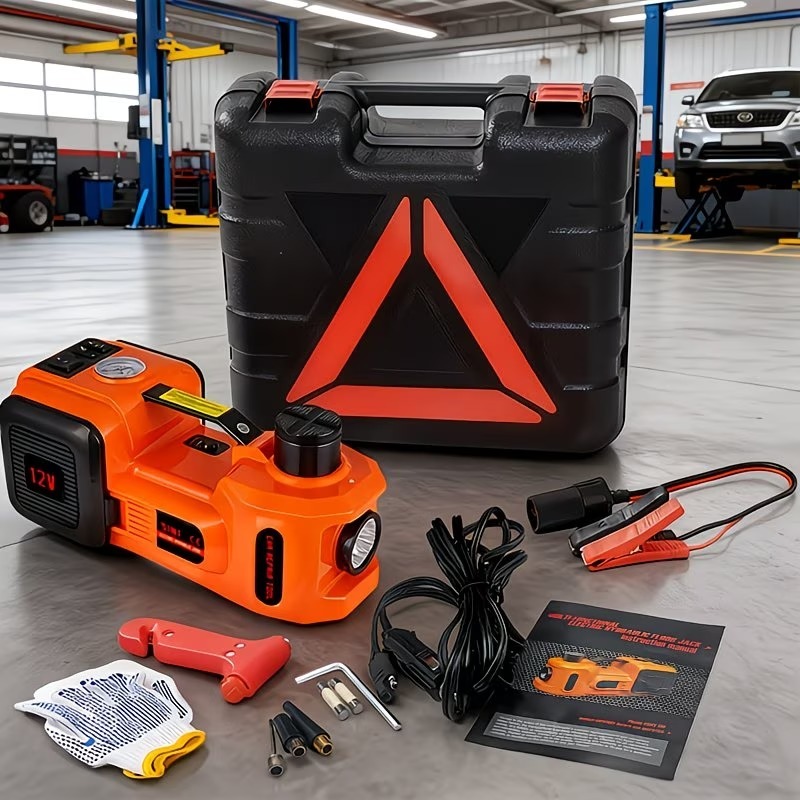 5-Ton Electric Car Jack — Electric Jack Kit with Impact Wrench and Tire Inflator Pump; Features Built-in Air Pump and LED Light; Suitable for Tire Changes and Garage Repairs on SUVs, MPVs, Sedans, and Trucks.