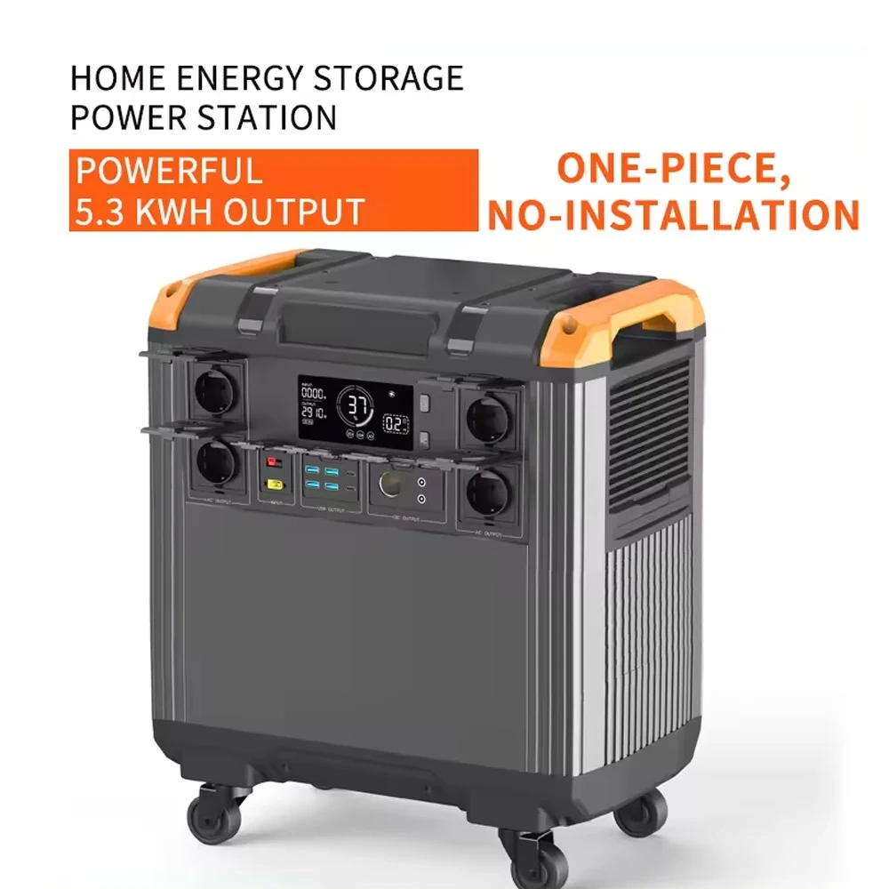 Big Capacity T50 Portable Power Station 5000w Solar Generator 5376wh Lifepo4 Battery 1200w Mppt Home Energy Storage System