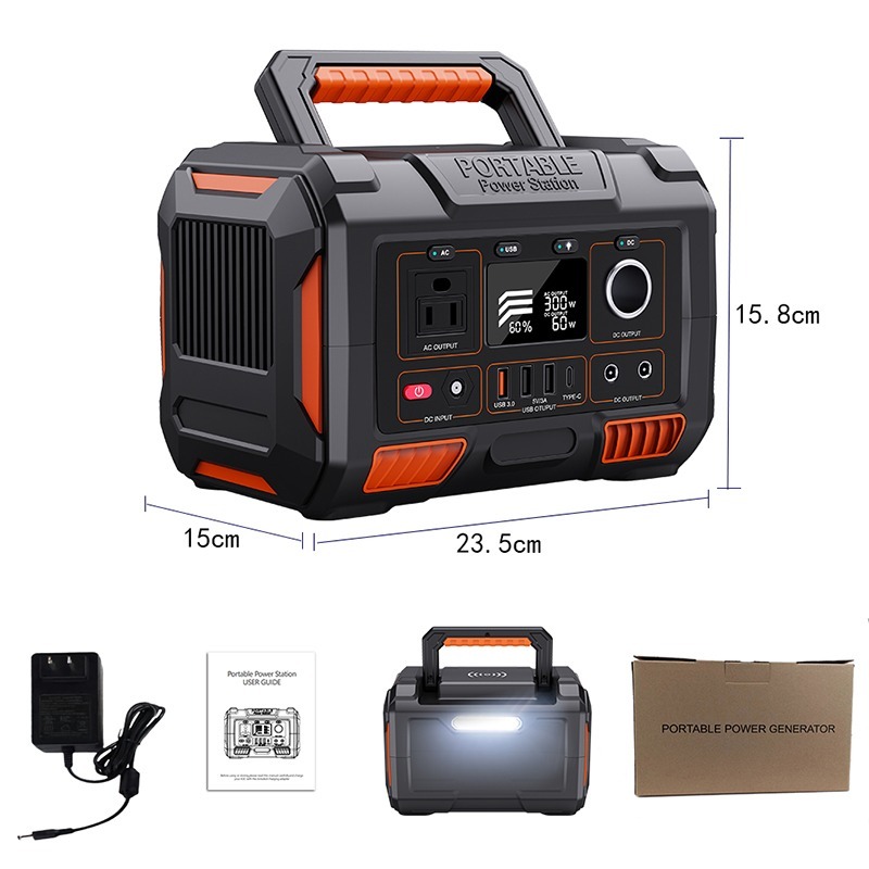 300W 270Wh Portable Solar Power Station With Jump Starter & Cigar Lighter US Standard Socket Energy Storage for RV
