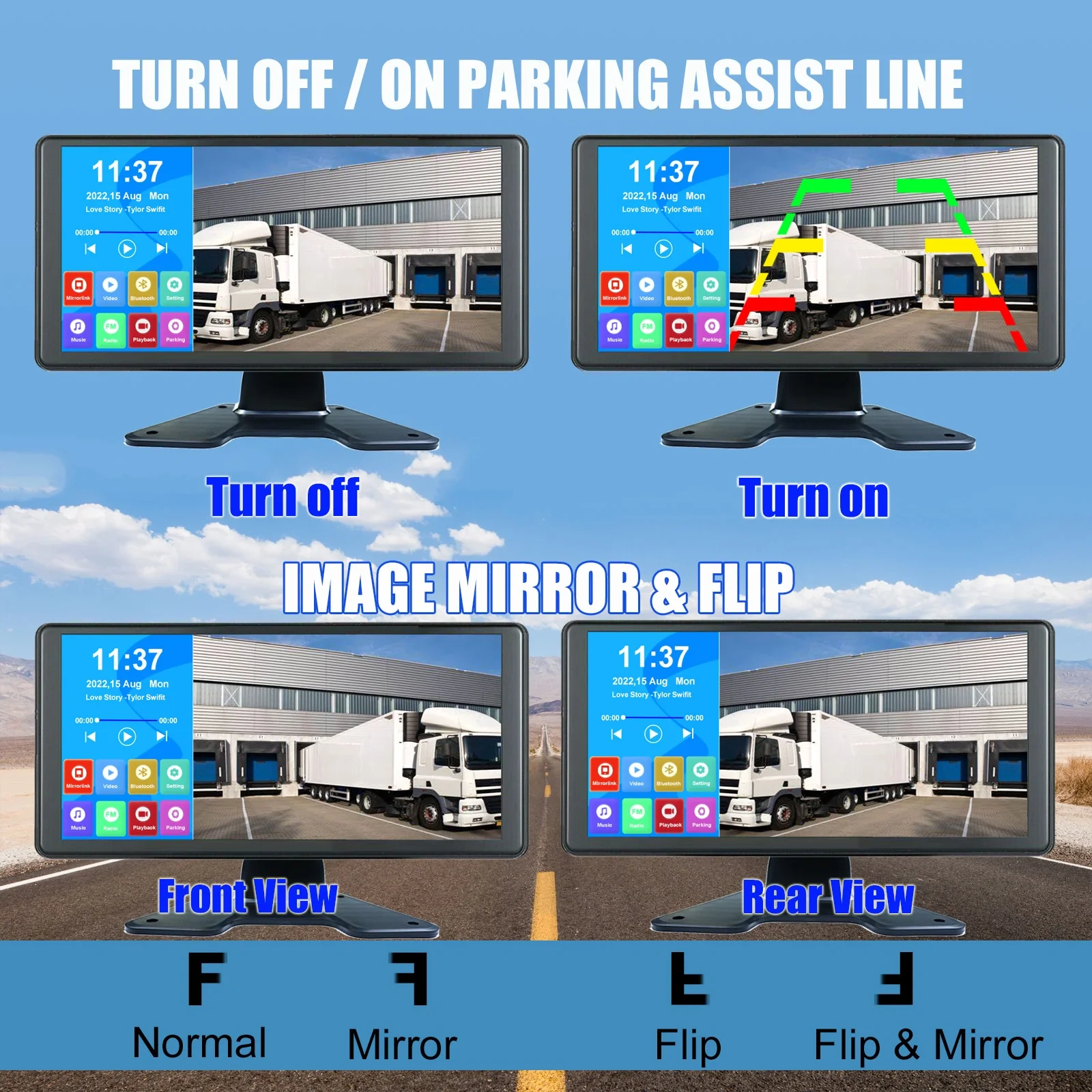 iPoster  10.36" Touch Screen Quad Monitor DVR Video Recorder 4x 1080P 4PIN Rear View Reversing Camera For Truck Caravan Trailer