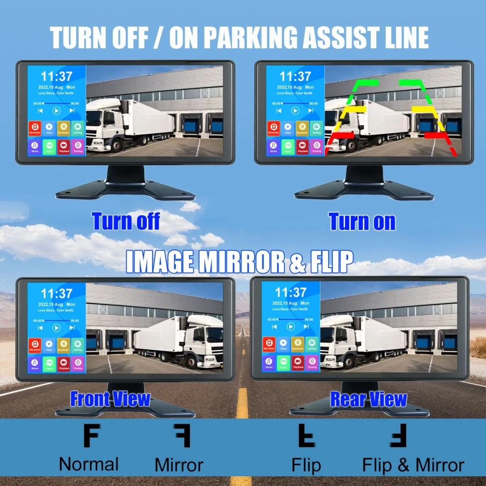 iPoster  10.36" Touch Screen Quad Monitor DVR Video Recorder 4x 1080P 4PIN Rear View Reversing Camera For Truck Caravan Trailer