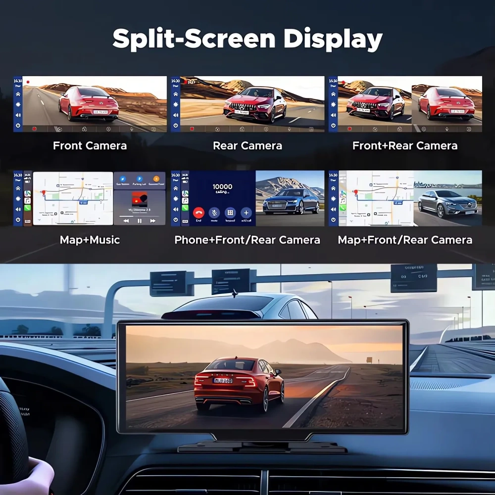 4K 3840*2160P Dual Lens Dash Cam 10.26 Inch Carplay Android Auto GPS 5G WiFi FM BT Black Box Truck Camera Drive Recorder