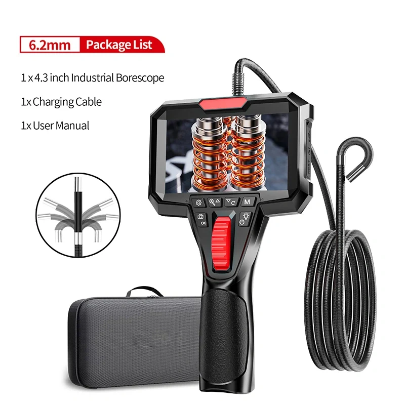 Articulating Borescope with 4.3 INCH IPS Screen Industrial Endoscope with Articulated Probe LED for Wall Automotive