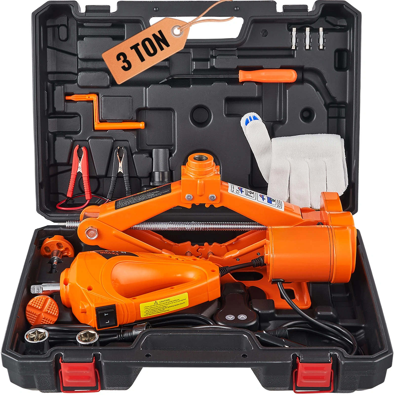 SucceBuy Electric Car Jack 3T Scissor Jack with Electric Impact Wrench 12V Car Jack with Double Saddle for SUV Truck Tire Change