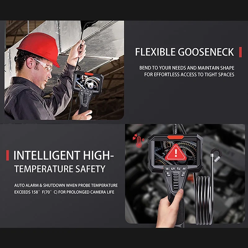 Articulating Borescope with 4.3 INCH IPS Screen Industrial Endoscope with Articulated Probe LED for Wall Automotive