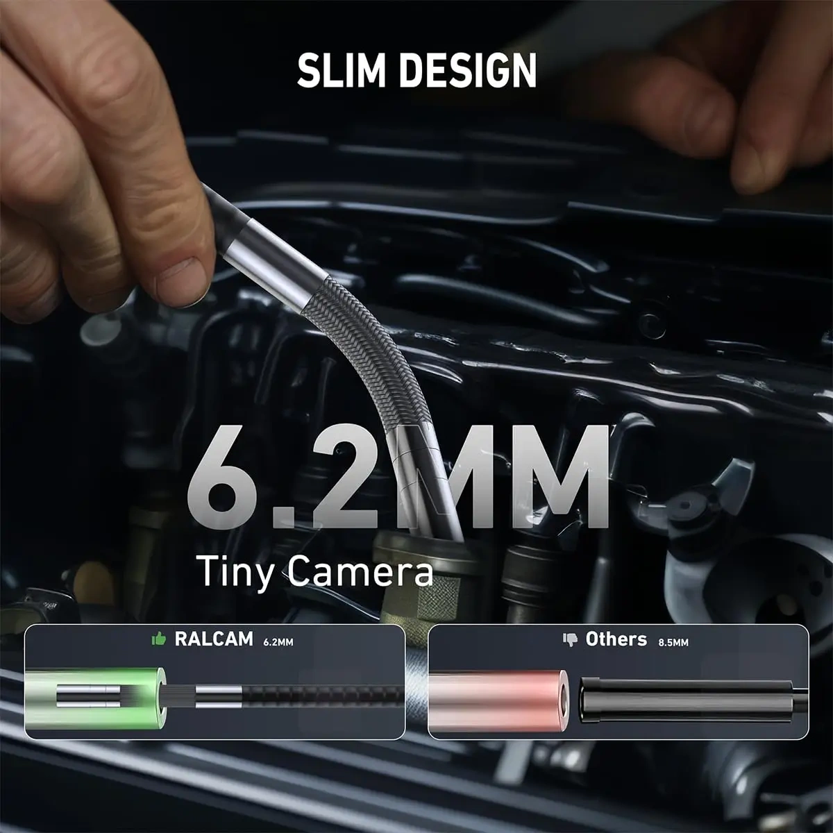 720 Degrees All Way Steering Industrial  Endoscope for Car Pipe Inspection Sewer Camera Borescope with 5 Inch