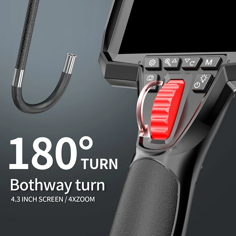 Articulating Borescope with 4.3 INCH IPS Screen Industrial Endoscope with Articulated Probe LED for Wall Automotive