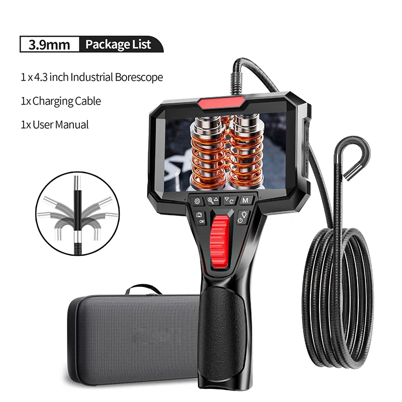 Articulating Borescope with 4.3 INCH IPS Screen Industrial Endoscope with Articulated Probe LED for Wall Automotive