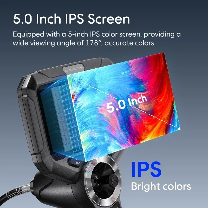 720 Degrees All Way Steering Industrial  Endoscope for Car Pipe Inspection Sewer Camera Borescope with 5 Inch