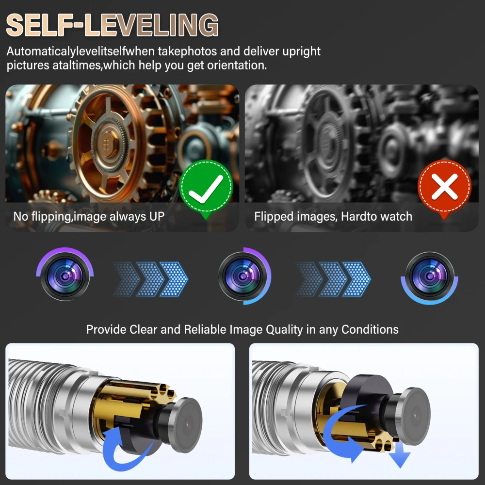 9" Pipe Inspection Camera 512HZ Self-leveling Meter Counter 7MM Diameter IP68 Drain Sewer Pipeline Video Industrial Endoscope