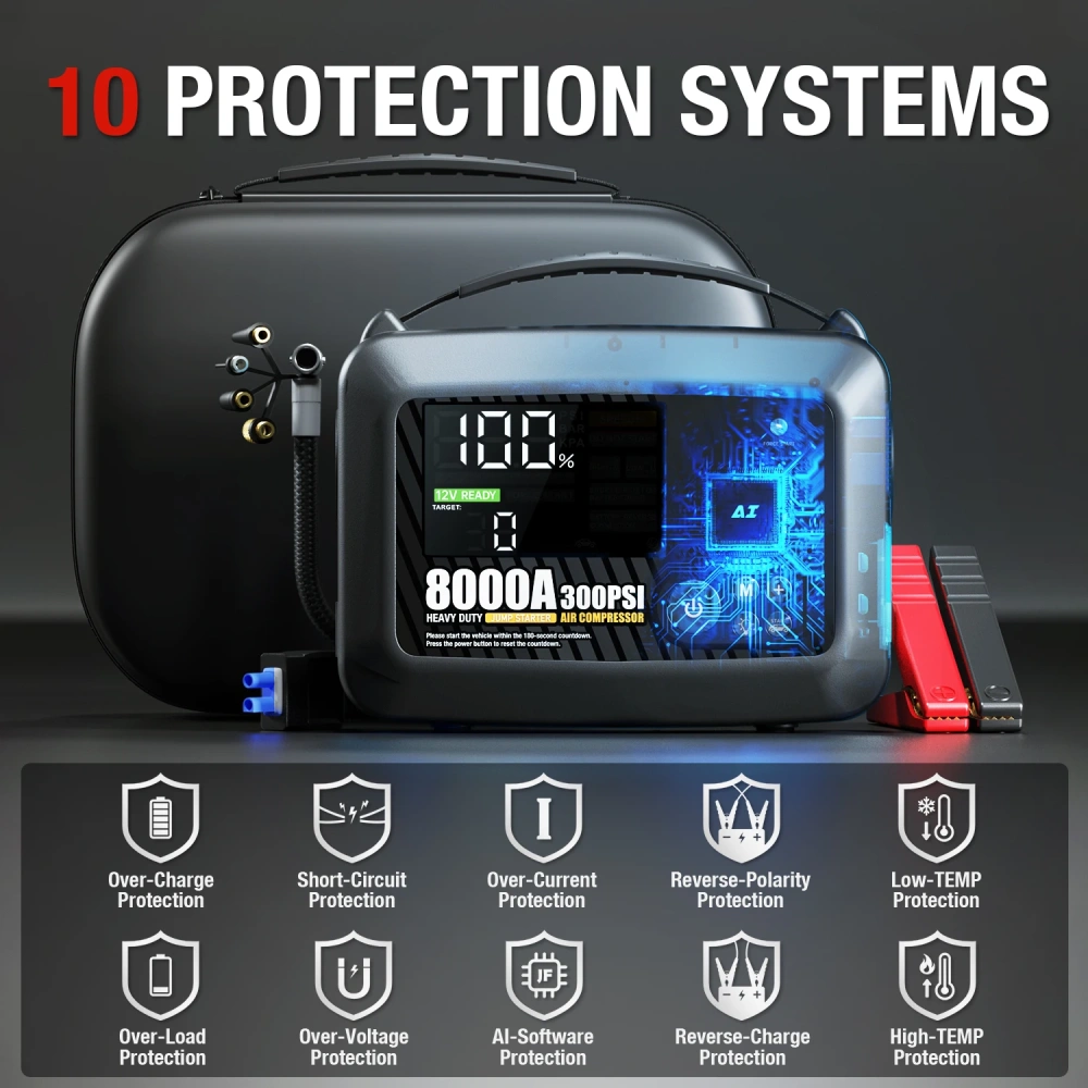 Professional Heavy Duty Car 8000A Jump Starter Powerful Car 12V Car Battery Starter Booster Starting Device