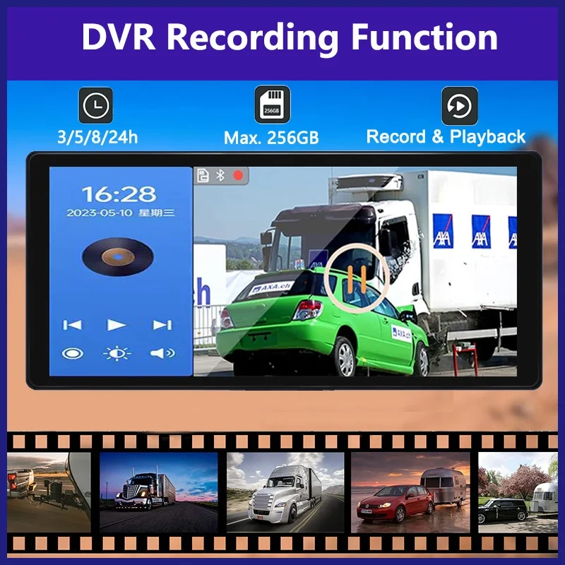 10.36 inch 4 Channel Car DVR Recorder Smart Blind Spot Radar BSD Alarm Monitor With 1080P AHD 4 Backup Cameras For Truck Bus