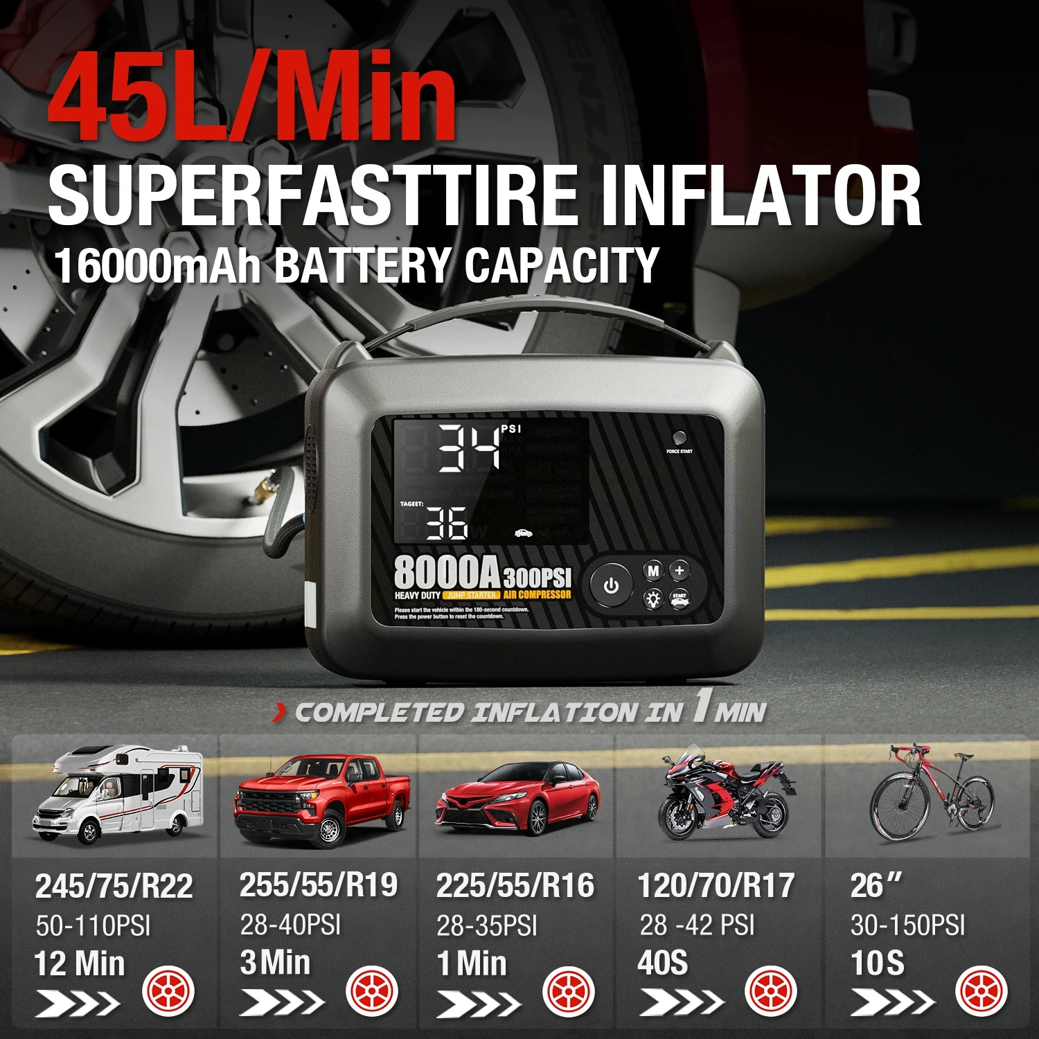 Professional Heavy Duty Car 8000A Jump Starter Powerful Car 12V Car Battery Starter Booster Starting Device