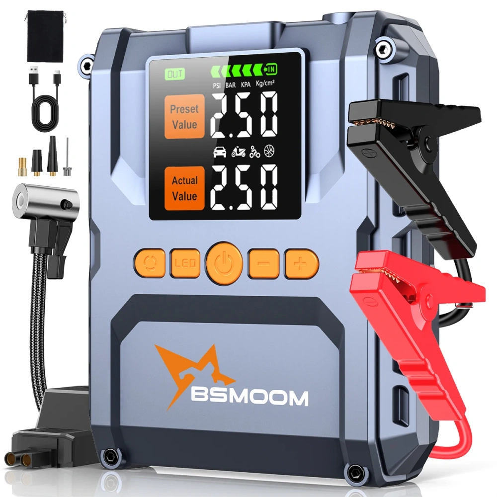 Car Jump Starter 26800mAh Power Bank Portable Air Compressor 12V Starting Device for Car Battery Emergency Starter
