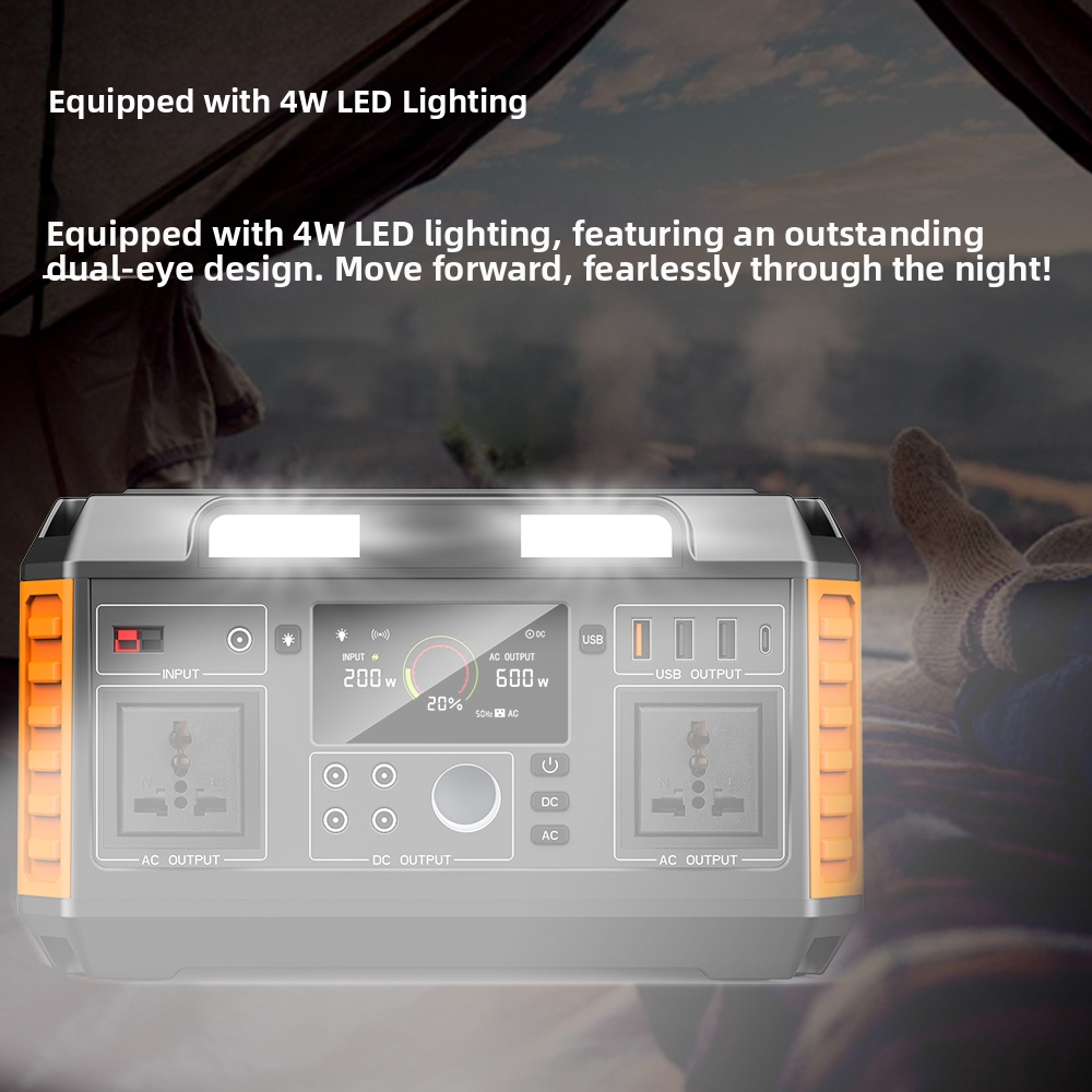 600W Portable Solar Power Station Outdoor Mobile Energy Storage 520wh/140400mAh Lithium Ion Battery MPPT Controller  for Outdoor camping, home emergency power supply