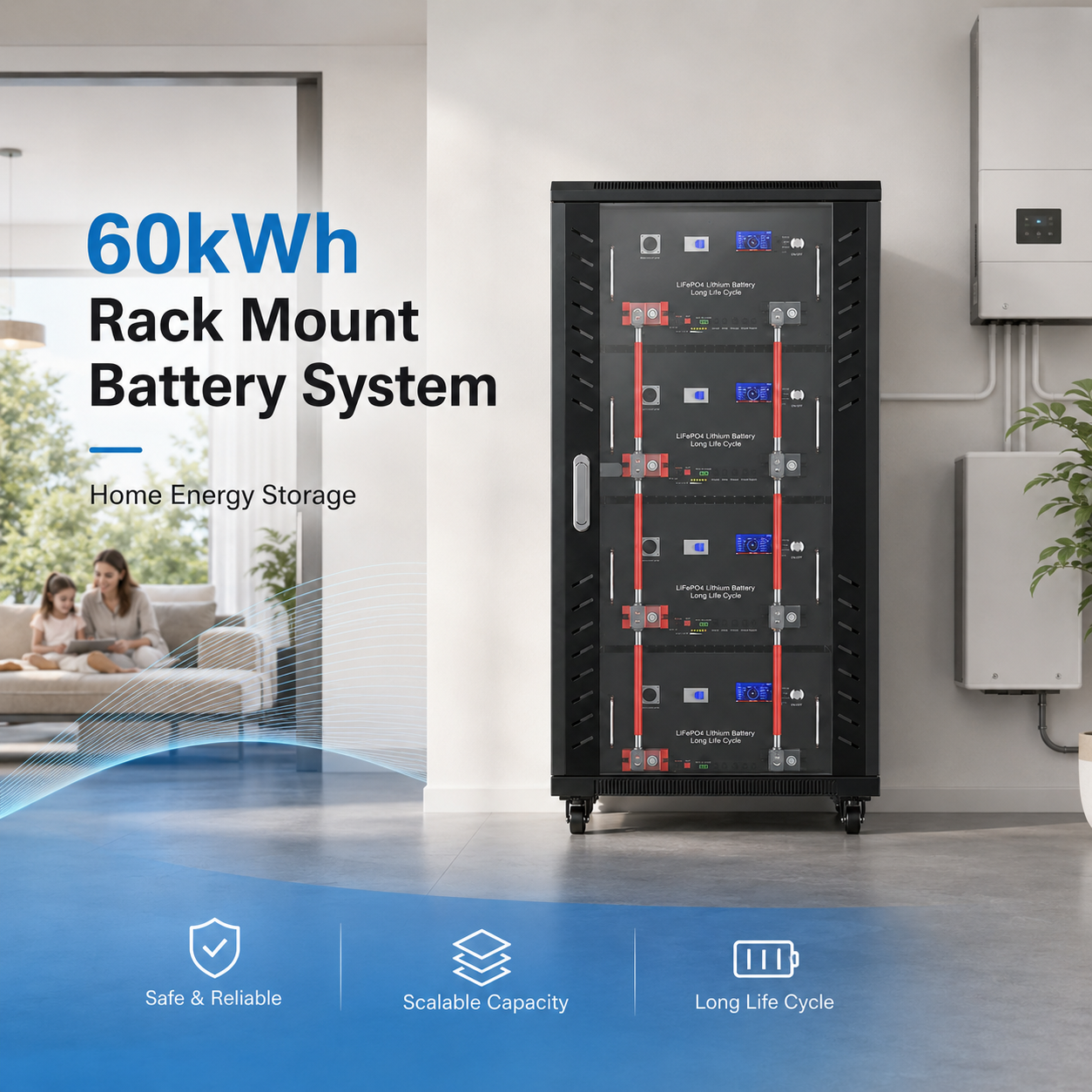 51.2V 280Ah 14.3kWh LiFePO4 Home Energy Storage Battery System with Intelligent BMS