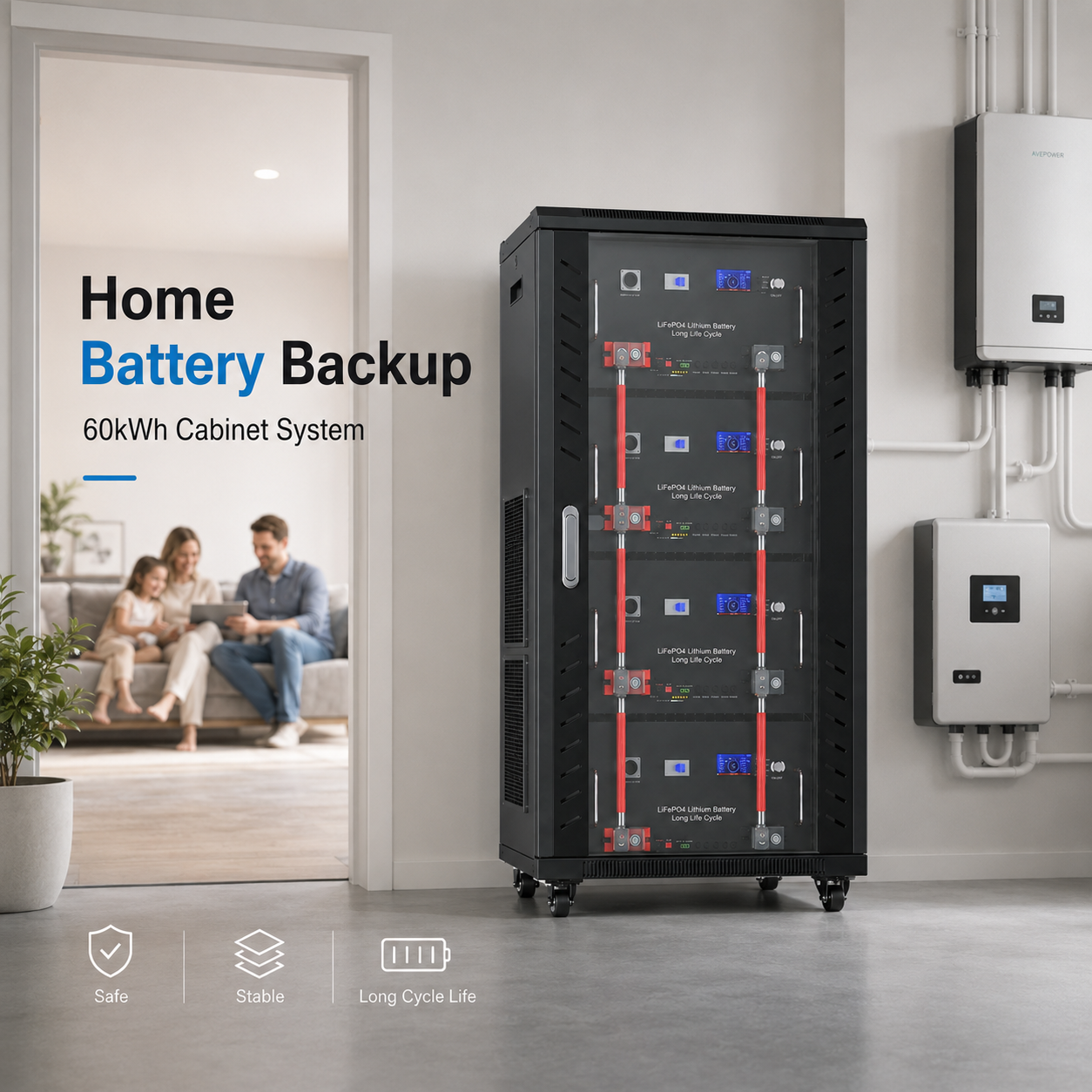 51.2V 280Ah 14.3kWh LiFePO4 Home Energy Storage Battery System with Intelligent BMS