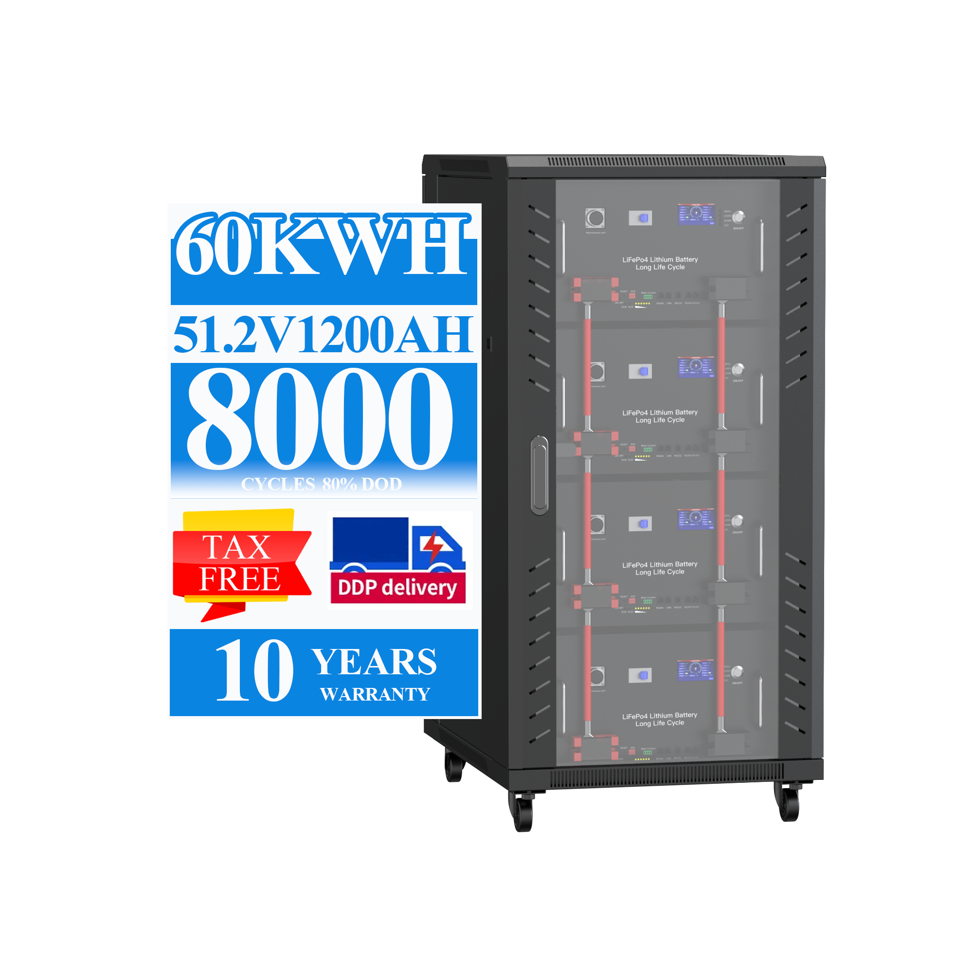 51.2V 280Ah 14.3kWh LiFePO4 Home Energy Storage Battery System with Intelligent BMS