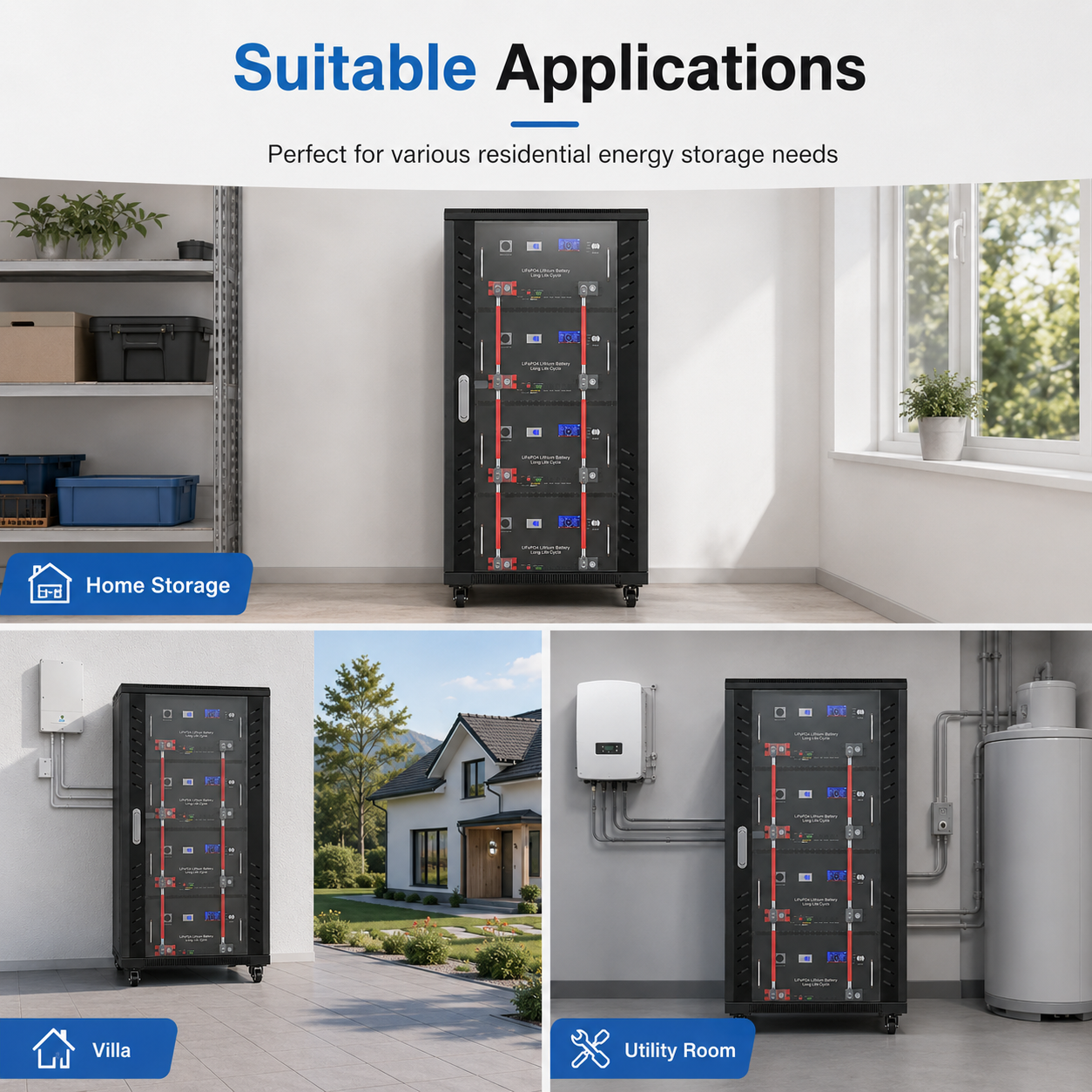 51.2V 280Ah 14.3kWh LiFePO4 Home Energy Storage Battery System with Intelligent BMS