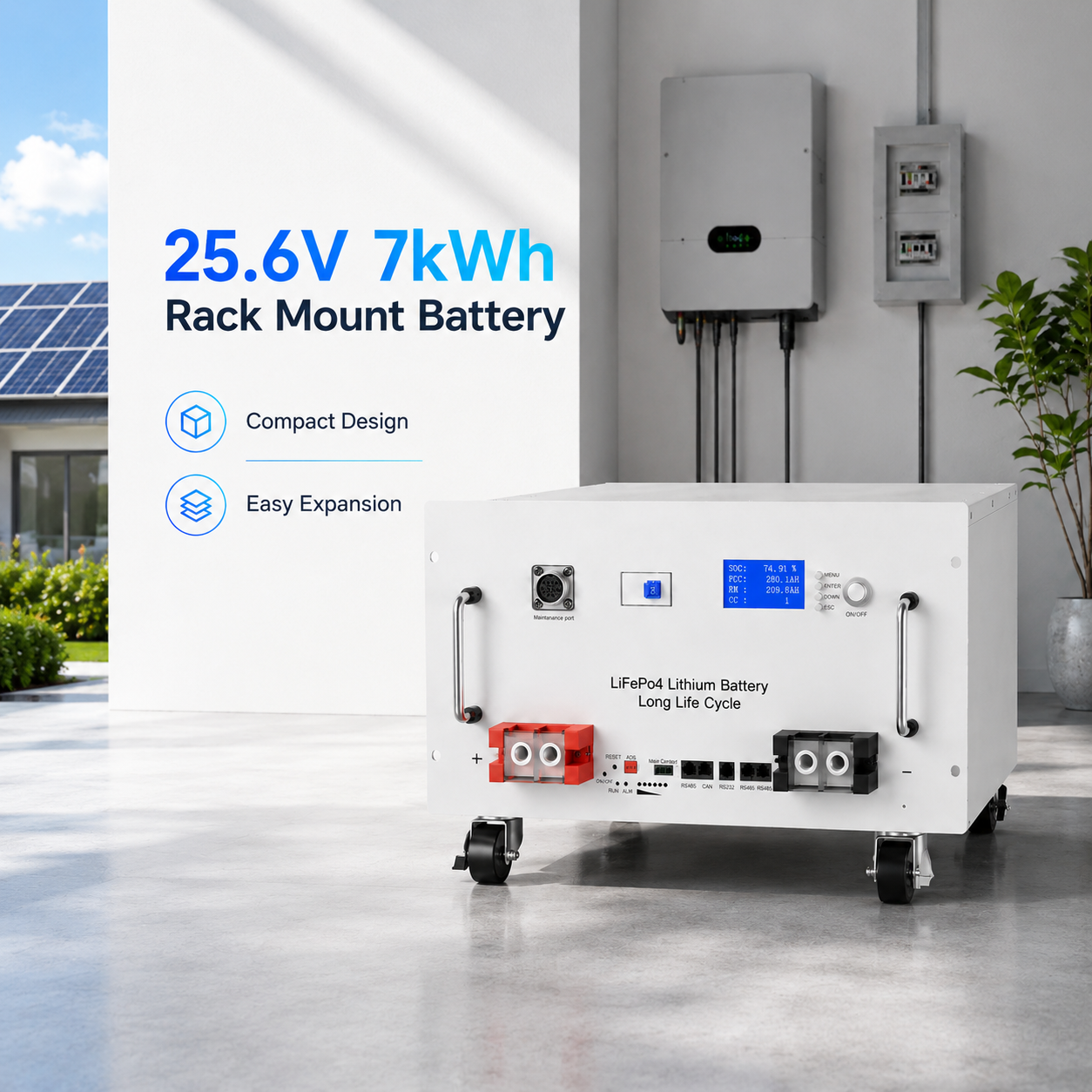 25.6V 280Ah LiFePO4 Home Energy Storage Battery | 7.16kWh Solar Battery System