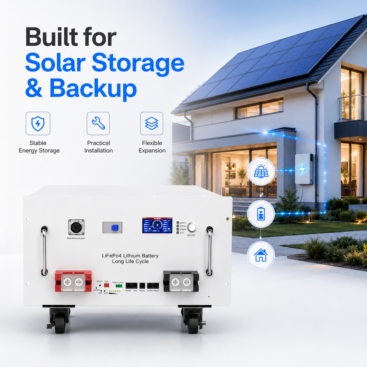51.2V 280Ah LiFePO4 Home Energy Storage Battery | 14.3kWh Solar Battery System