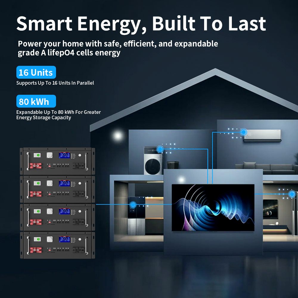 5.12KWH 51.2V 100Ah High-Capacity Home Battery Storage System with Smart Control