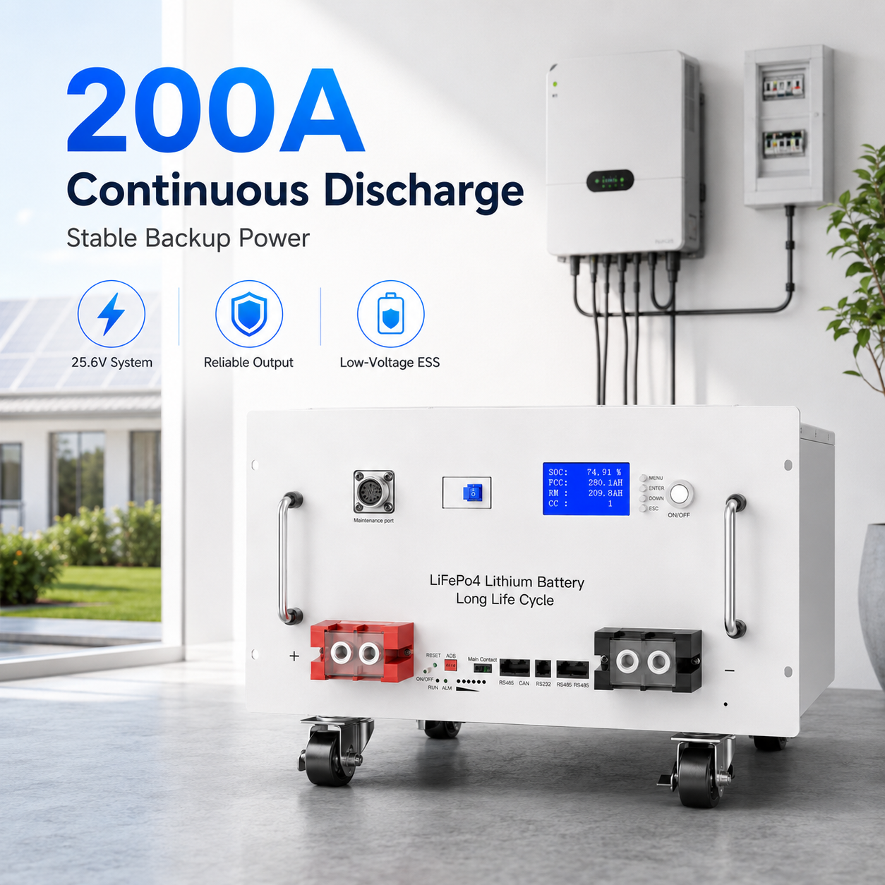 25.6V 280Ah LiFePO4 Home Energy Storage Battery | 7.16kWh Solar Battery System