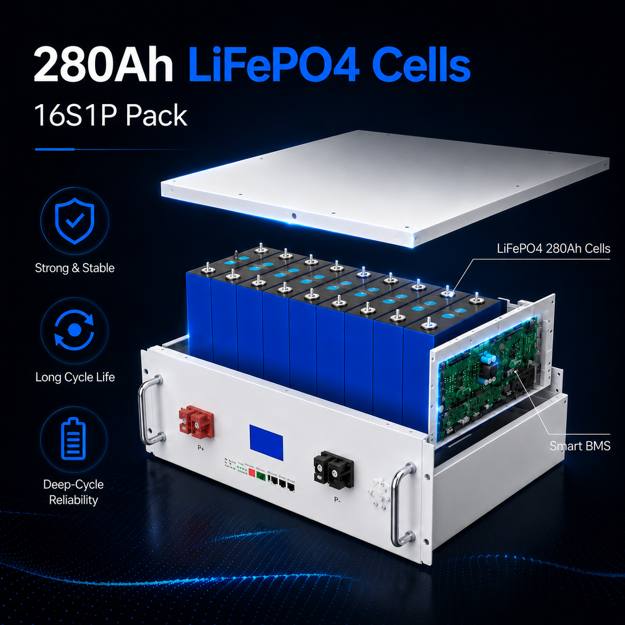 51.2V 280Ah LiFePO4 Home Energy Storage Battery | 14.3kWh Solar Battery System