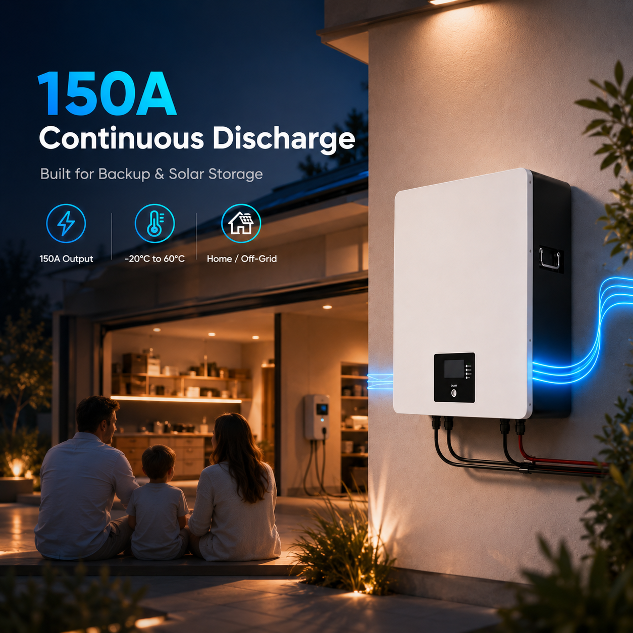 51.2V 200Ah LiFePO4 Wall Mounted Home Energy Storage Battery | 10.24kWh Solar Battery System