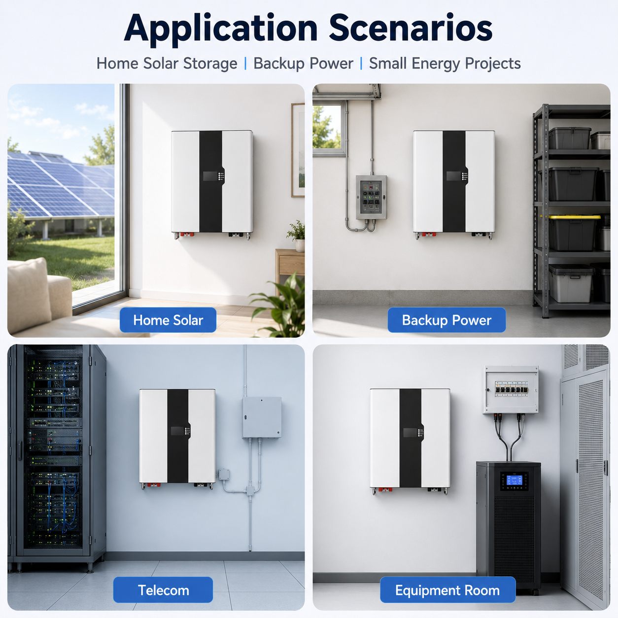 51.2V 100Ah LiFePO4 Wall-Mounted Home Energy Storage Battery | 5.12kWh Solar Battery System