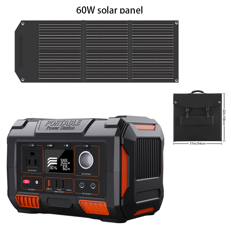 300W 270Wh Portable Solar Power Station With Jump Starter & Cigar Lighter US Standard Socket Energy Storage for RV