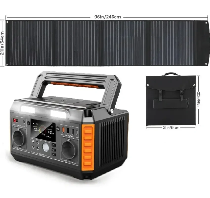 600W Portable Solar Power Station Outdoor Mobile Energy Storage 520wh/140400mAh Lithium Ion Battery MPPT Controller  for Outdoor camping, home emergency power supply