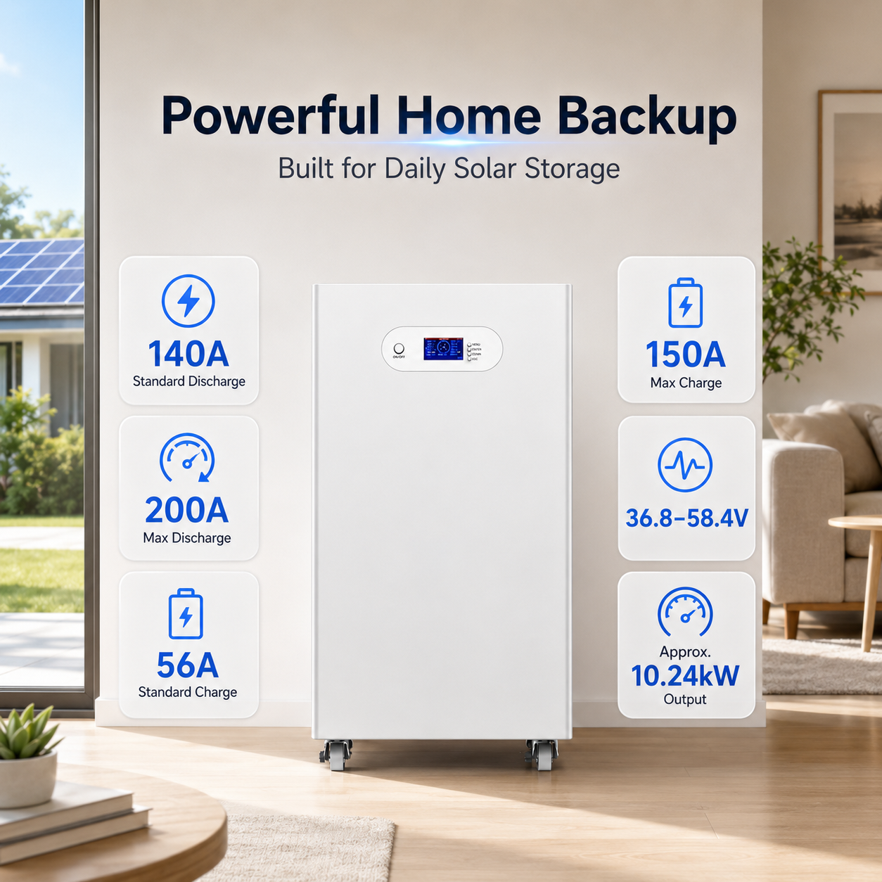 51.2V 280Ah LiFePO4 Battery | 14.3kWh Solar Energy Storage System