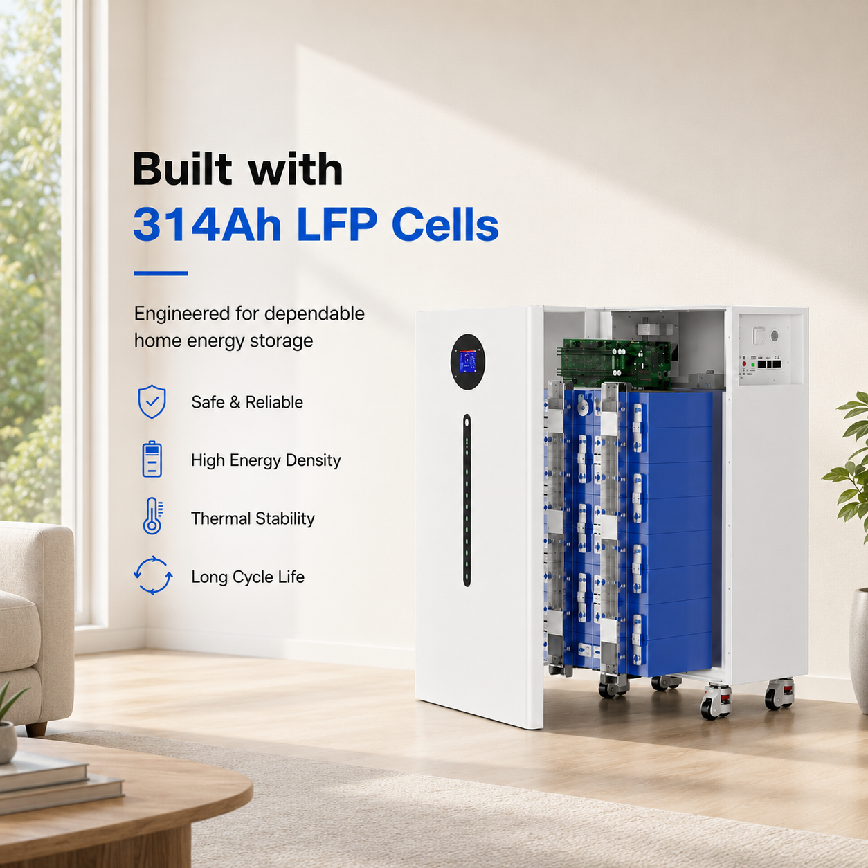 51.2V 314Ah 16kWh LiFePO4 Battery | Smart Home Energy Storage System
