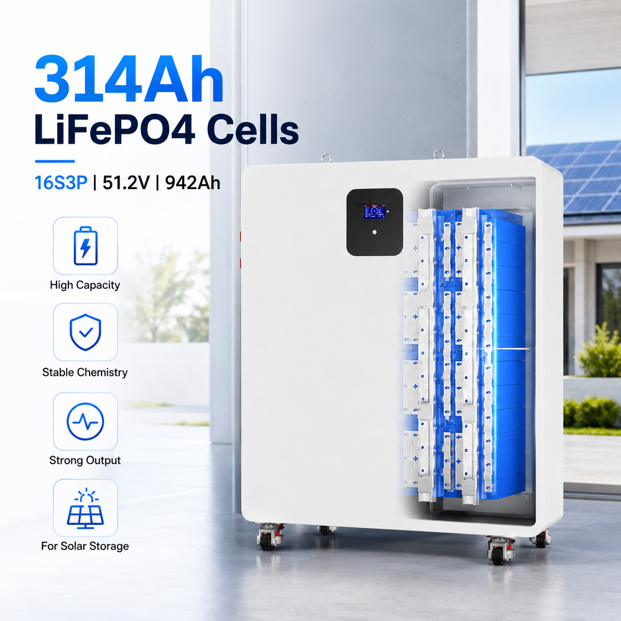 51.2V 942Ah 50kWh LiFePO4 Battery System | High Capacity Solar Energy Storage Solution