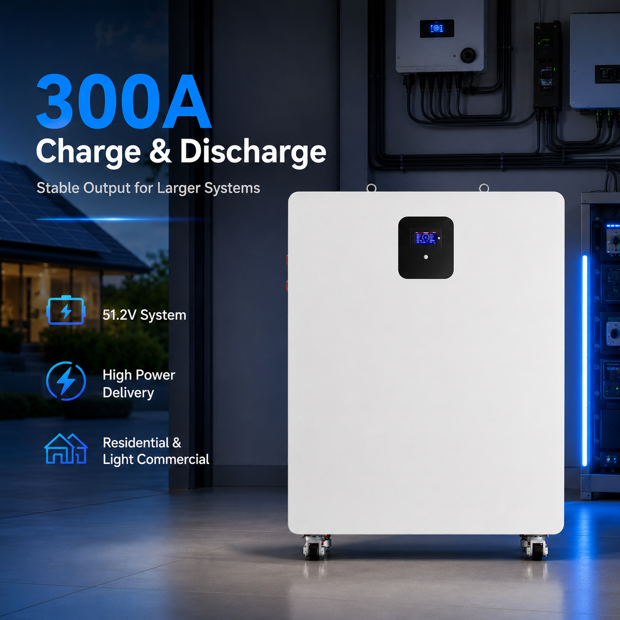 51.2V 942Ah 50kWh LiFePO4 Battery System | High Capacity Solar Energy Storage Solution