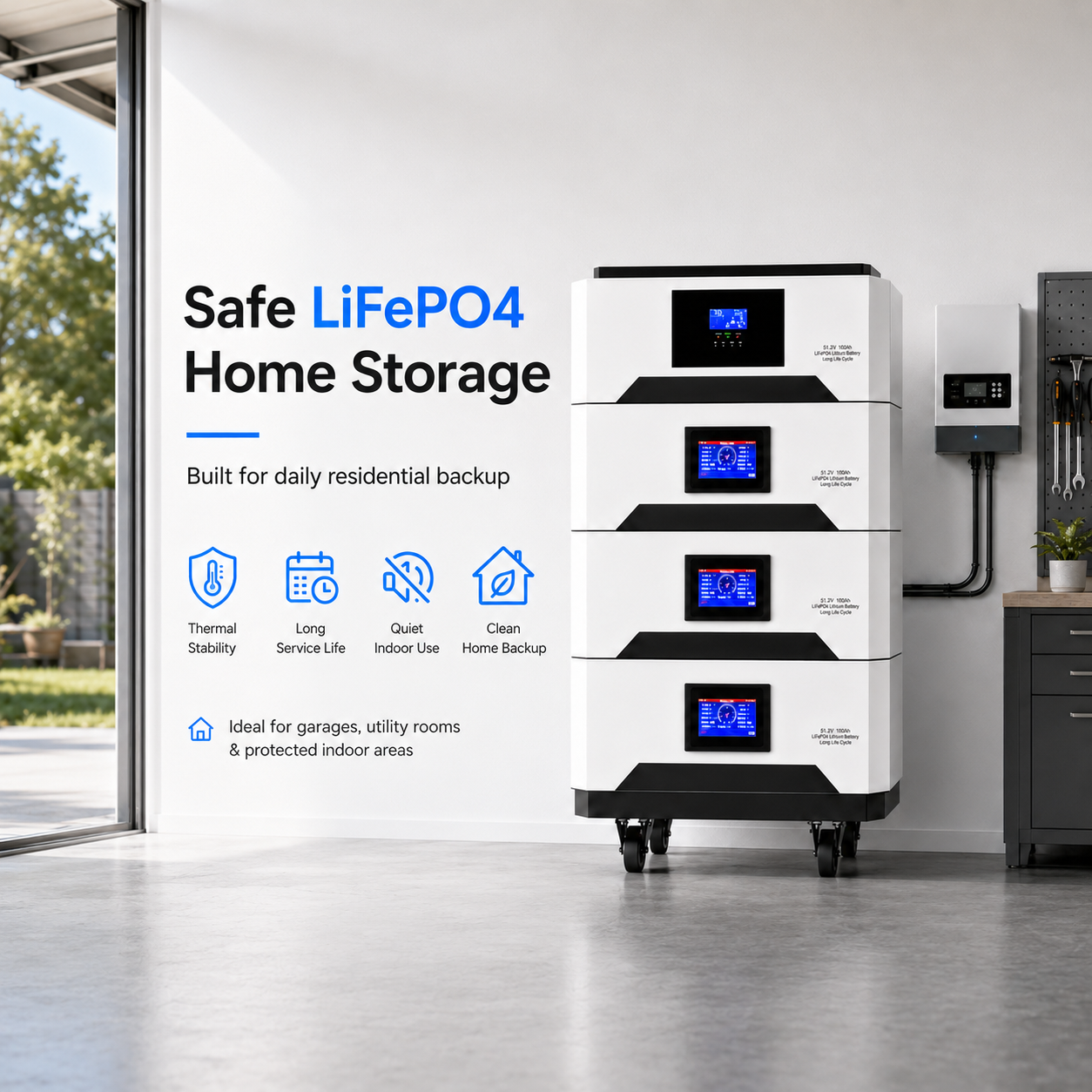 51.2V 5.12kWh 100Ah Stackable Home Battery Storage System