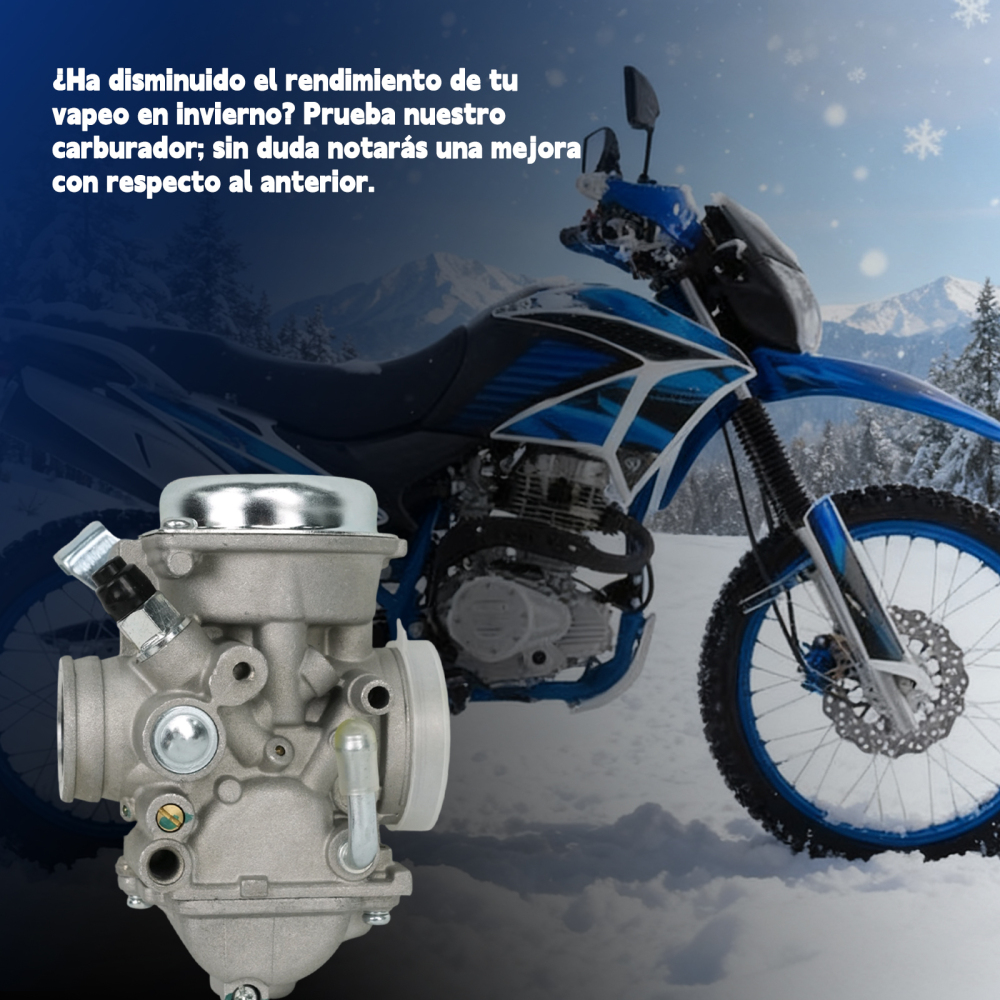 La motocicleta XULTRA DM250 cuenta con un carburador para una dosificación precisa de combustible y un rendimiento potente.