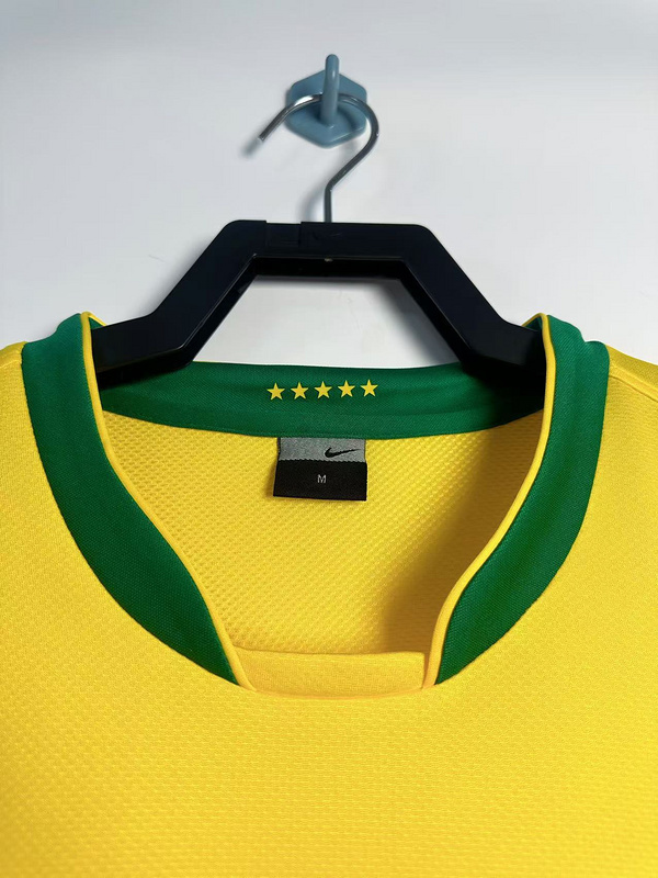 2006  Retro  Nation  Brazil  Home  long sleeves  jersey